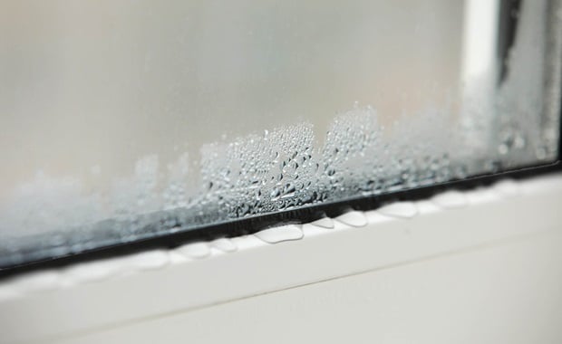 water leak on a window of aluminium hinged frame