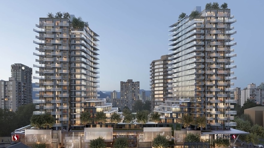The lot has a ground floor and two towers