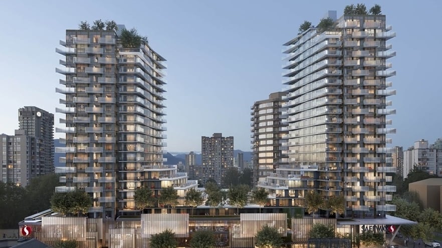 The lot has a ground floor and two towers