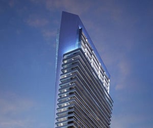 The top of the glass tower