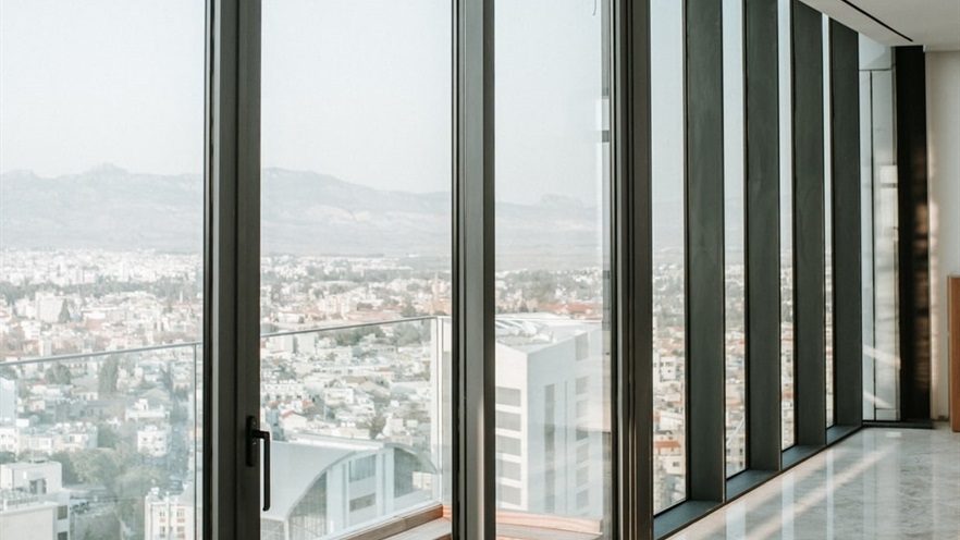 Windows with view to the city