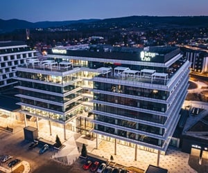 The building from the top during night-time