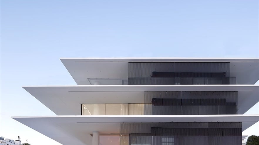 The building's balconies and openings