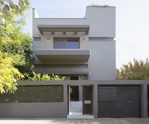 The two storey house as seen from the street