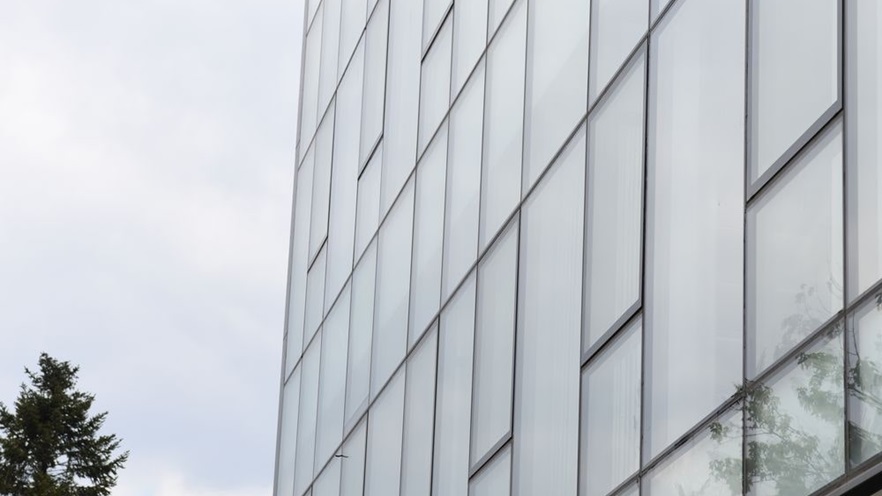 Glass curtain wall with window openings