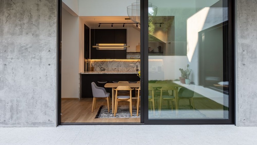 The sliding window of the dining area