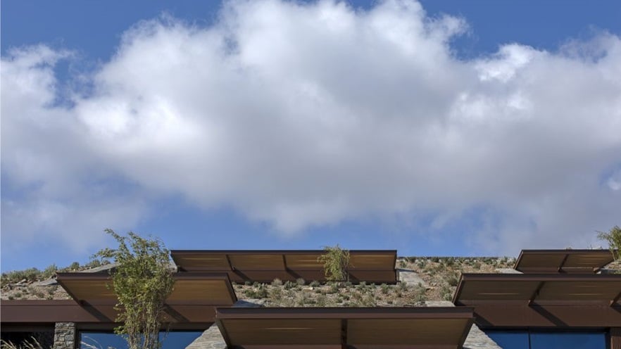 The louvers above the aluminum windows for shading