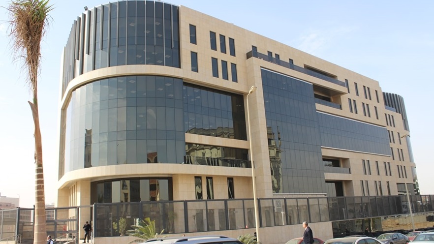 Glass façade of the office building