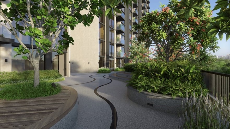 A pathway going through the common areas