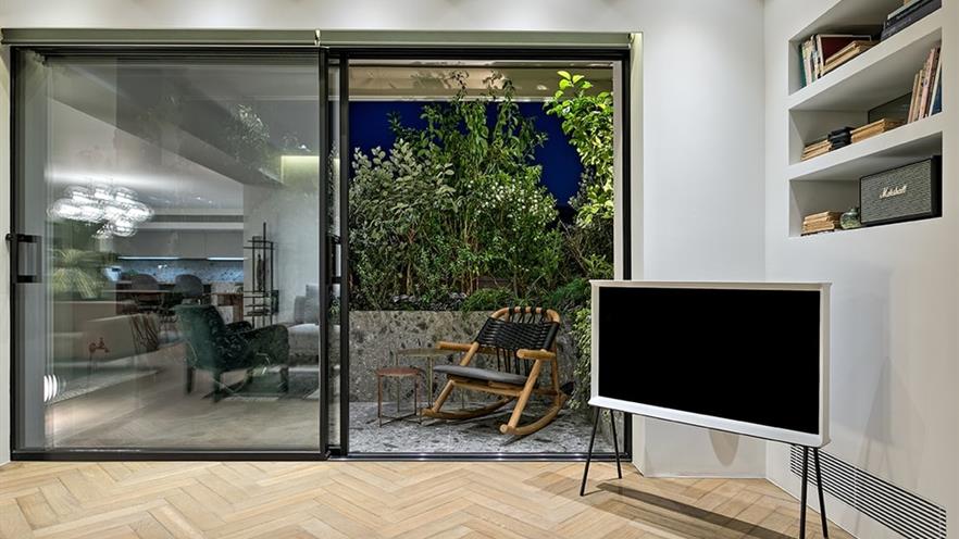 Open window with tv in front