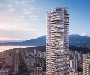 The building overlooks the city and the sea