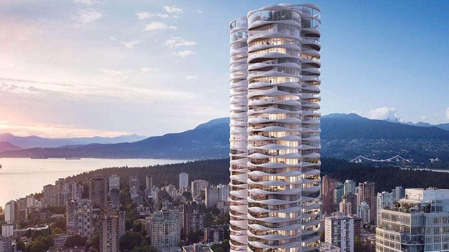 The building overlooks the city and the sea