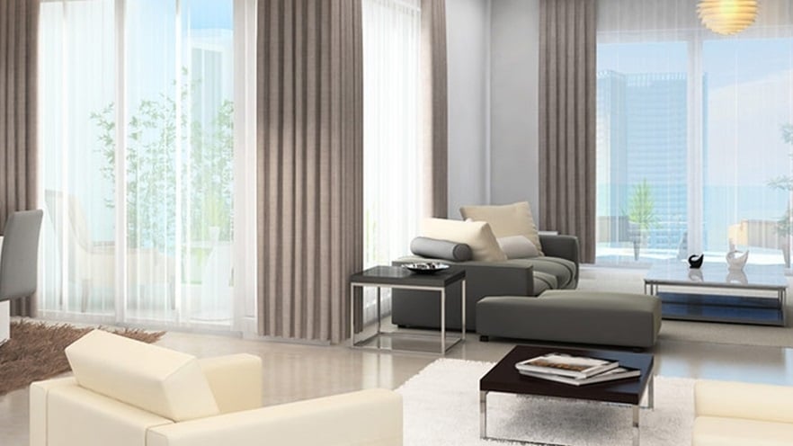 The large living space offers many seating options