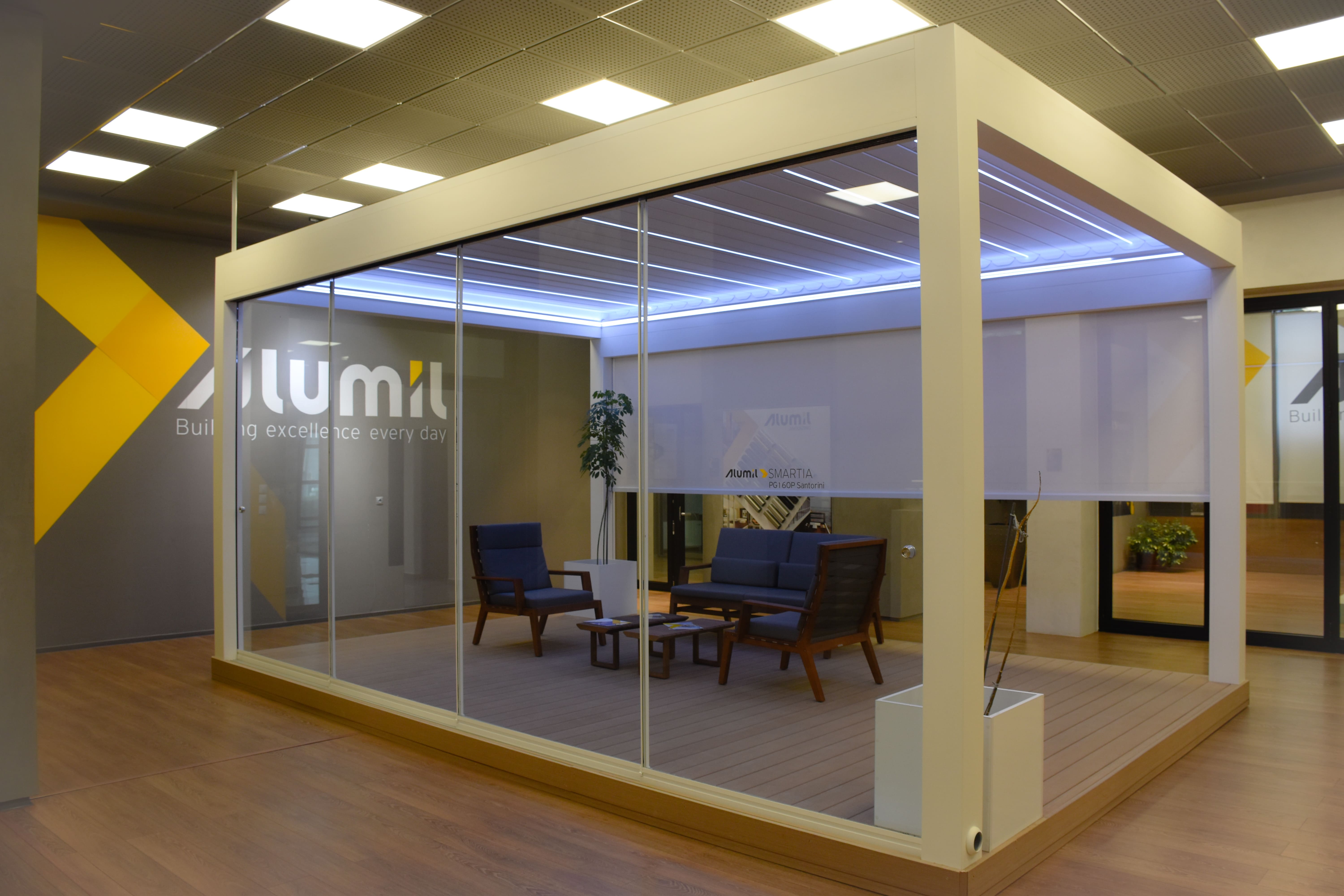 Alumil pergola in showroom