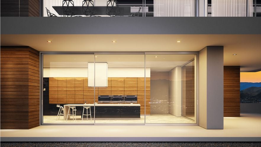 ferestre glisante din aluminiu Smartia M450 în locuință minimalistă