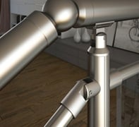 γυαλινα καγκελα μοντέρνα με inox κουπαστή σε εσωτερική σκάλα σαλονιού με ξύλινο δάπεδο COMFORT M8100