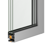 Frame section with triple glazing