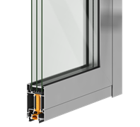 Frame section with triple glazing