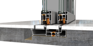 secțiune din ferestre din aluminiu Lift&Slide SUPREME S700 la îmbinarea cu podeaua