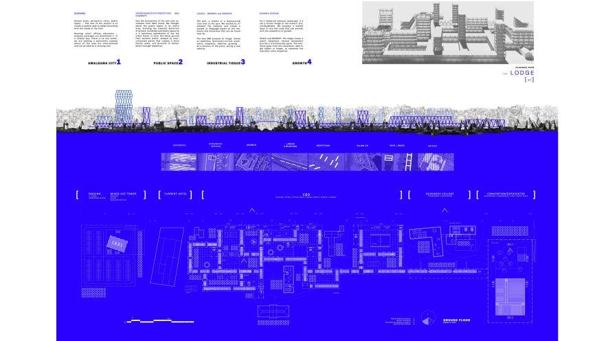 First plate of the first prize of ArXellence 2: The Lodge, created by Alejandro Piqueras